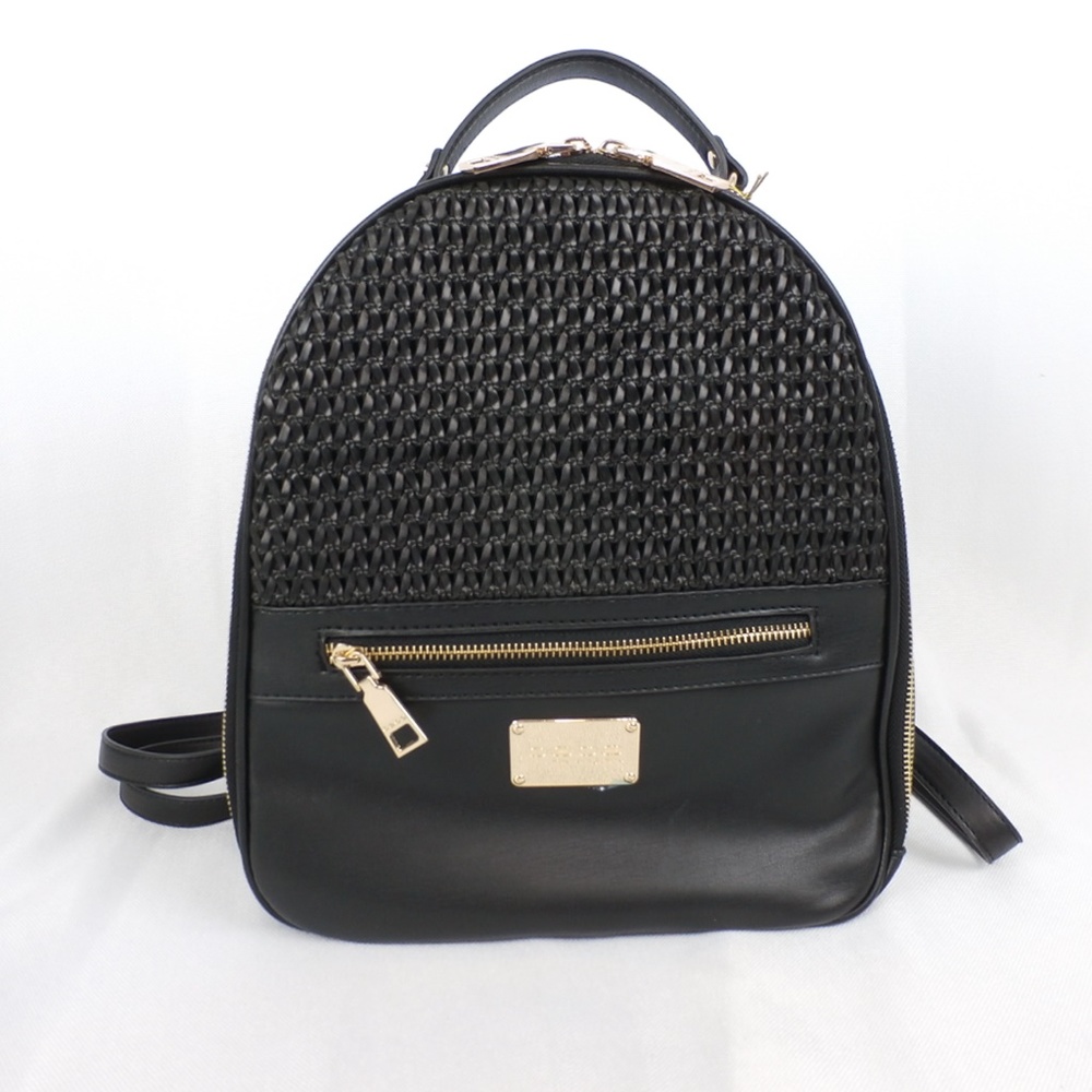 BEBE black woven leather backpack NWT